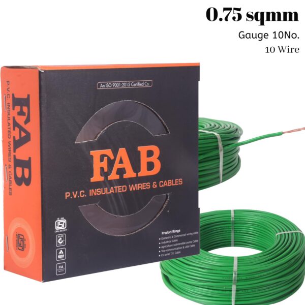 COPPER 2.5 MM 90 MTR FR PVC Insulated CCA Copper Wire, Single Core Multi Strand House Cable for Gauge (10 No.) (Green)