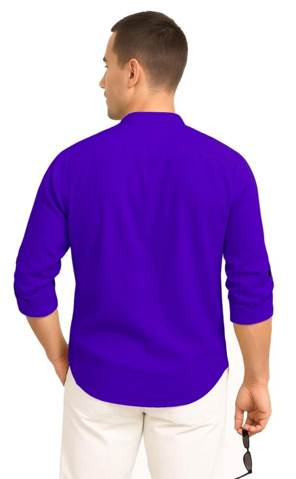 DEELMO Men's Cotton Blend Solid Regular Fit Full Sleeve Short Kurta | Men's Trendy Short Kurta