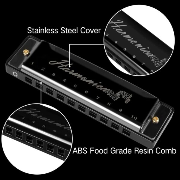 Deoxys Harmonica Mouth Organ Musical Instrument Titanium Copper Core Harmonica C Key 10 Hole 20 Tone for Beginners Durable Clear Sound