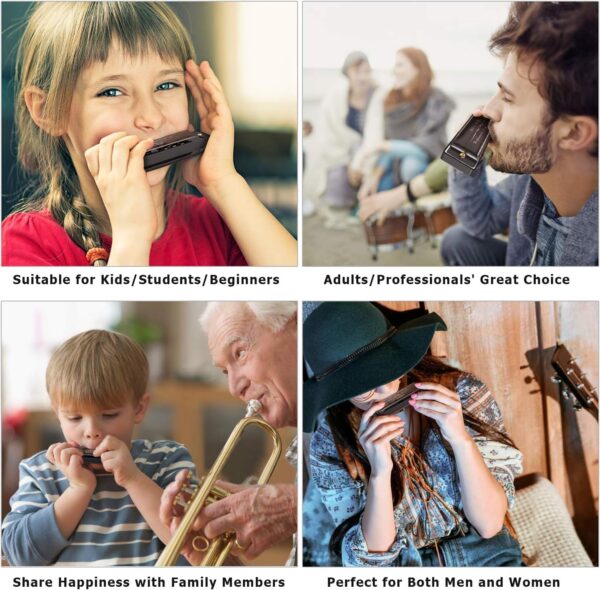 Deoxys Harmonica Mouth Organ Musical Instrument Titanium Copper Core Harmonica C Key 10 Hole 20 Tone for Beginners Durable Clear Sound