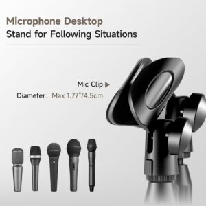 Desktop Microphone Stand Height and Angels Adjustable for Desk Mic Stand Holder, Table Microphone Holder Hold Up to 3.3Lbs Suitable for Podiums, Meeting Rooms, etc (Desktop Mic...