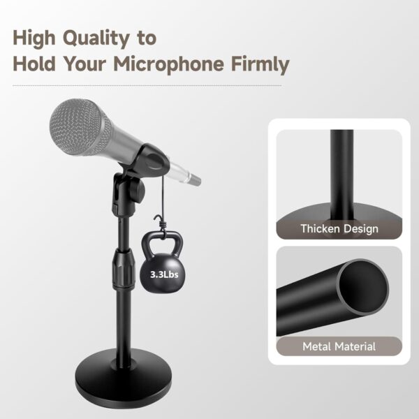 Desktop Microphone Stand Height and Angels Adjustable for Desk Mic Stand Holder, Table Microphone Holder Hold Up to 3.3Lbs Suitable for Podiums, Meeting Rooms, etc (Desktop Mic...