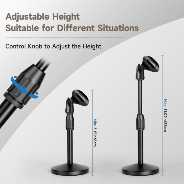 Desktop Microphone Stand Height and Angels Adjustable for Desk Mic Stand Holder, Table Microphone Holder Hold Up to 3.3Lbs Suitable for Podiums, Meeting Rooms, etc (Desktop Mic...