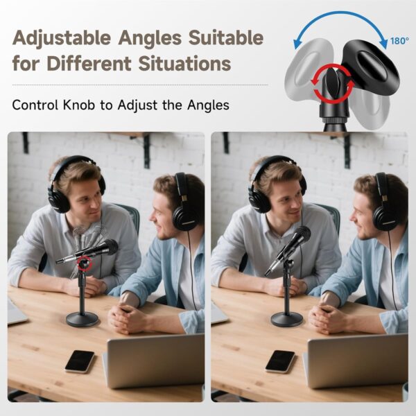 Desktop Microphone Stand Height and Angels Adjustable for Desk Mic Stand Holder, Table Microphone Holder Hold Up to 3.3Lbs Suitable for Podiums, Meeting Rooms, etc (Desktop Mic...