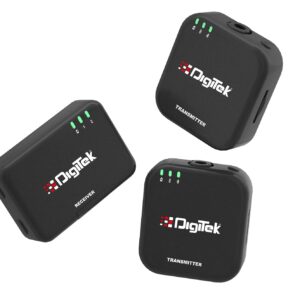 Digitek (DWM 101 Mini Wireless Microphone System, 2.4G Mic for iOS & Android Phones, DSLR, PC,Laptop, 80m Range, TF Card Support, 4-5hr Battery, Real-Time Monitoring, for Vlogs...