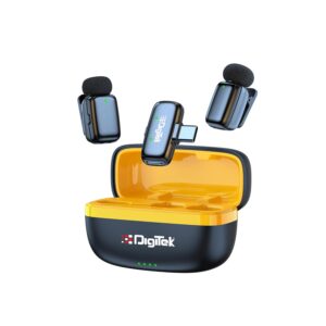 Digitek DWM 103 Mini 2-in-1 Wireless Microphone, 2.4G Wireless Mic, 40m Range, 6Hr Battery, Noise Reduction, for iOS & Android Smartphone, Ideal for Live Interviews Meetings,...