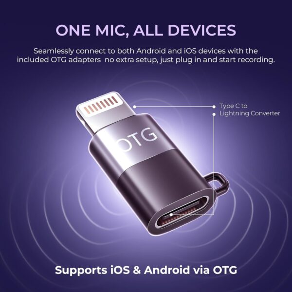 Digitek DWM 103 Mini 2-in-1 Wireless Microphone, 2.4G Wireless Mic, 40m Range, 6Hr Battery, Noise Reduction, for iOS & Android Smartphone, Ideal for Live Interviews Meetings,...