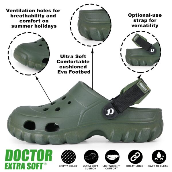 DOCTOR EXTRA SOFT Men's Classic Casual Sports Clogs/Sandals with Adjustable Back Strap for Adult | Comfortable & LightWeight| Stylish & Anti-Skid|Waterproof & Everyday Use Mules...