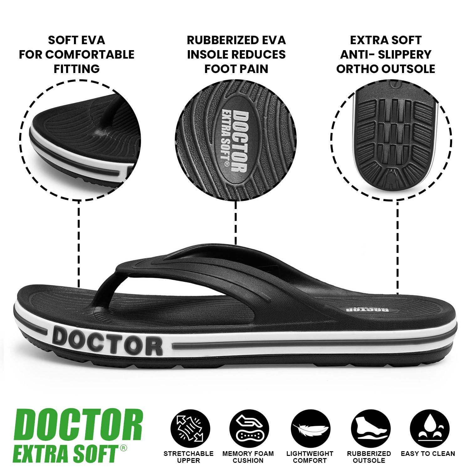 DOCTOR EXTRA SOFT Men's Classic & Premium Casual Flip Flops with Soft Acupressure for Adult | Comfortable & LightWeight| Stylish & Anti-Skid |Waterproof Everyday Cushion...