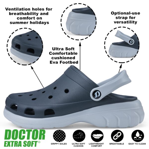 DOCTOR EXTRA SOFT Men's Double Color Comfy Casual Sports Clogs/Sandals with Adjustable Back Strap for Adult| Comfortable & Lightweight| Stylish & Anti-Skid|Waterproof Daily Use...