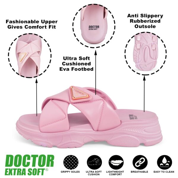 DOCTOR EXTRA SOFT Women's Fashionable Buckle Sliders/Slippers with Cushion FootBed for Adult | Comfortable & Light Weight| Stylish & Anti-Skid| Waterproof & Everyday Flip Flops...