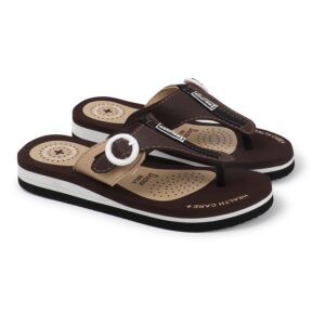 DOCTOR WALK Health Care+ Orthopaedic Slippers with Extra Soft Cushioning, Anti-Skid Sole, Brown, Casual and Office Wear