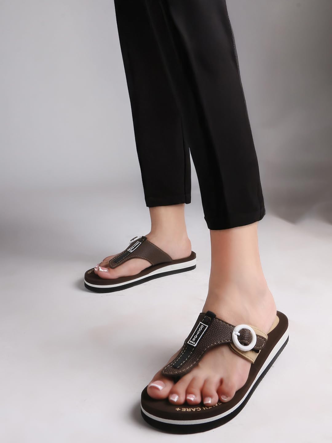DOCTOR WALK Health Care+ Orthopaedic Slippers with Extra Soft Cushioning, Anti-Skid Sole, Brown, Casual and Office Wear