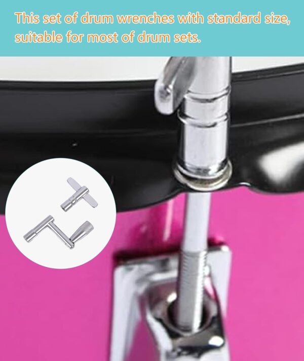 Drum Key, Metal Drill Key with T-Shape and Z-Shape Design, Drum Hardware for Drum Tuning and Maintenance, Essential Drum Accessories for Snare Drum and Tom Drum