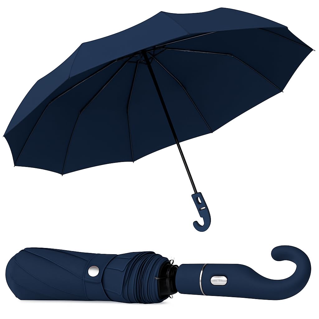 EXVITO Umbrella for Rain, Mini Folding Portable 3 Fold Umbrellas | Auto Open & Close Umbrella for Rain and Sun Protection with Anti-Slip Handle | Windproof Umbrlla | Umbrella...