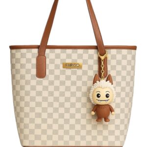 Fargo Lulu Tote Bag for Women | Stylish Vegan Leather with Trendy Keychain, Smooth Zip Closure | Affordable Daily Use Handbag for College, Office & Travel | Made in India