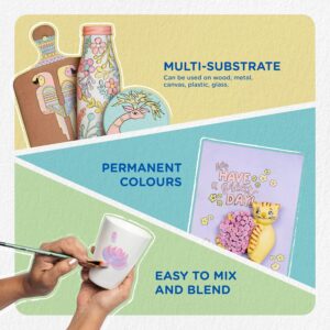 Fevicryl Acrylic Colours Pastel Kit | 10 Colours x 15 ml | DIY Paint, Rich Pigment | Multicolour & Multi-surface | Non-Cracking Paint for Canvas, Wood, Leather, Earthenware, Metal