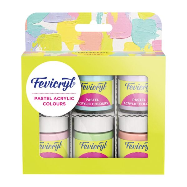 Fevicryl Acrylic Colours Pastel Kit | 10 Colours x 15 ml | DIY Paint, Rich Pigment | Multicolour & Multi-surface | Non-Cracking Paint for Canvas, Wood, Leather, Earthenware, Metal