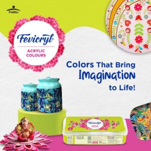 Fevicryl Acrylic Colours Sunflower Kit | 10 Colours x 15 ml | DIY Paint, Rich Pigment | Multicolour & Multi-surface | Non-Cracking Paint for Canvas, Wood, Leather, Earthenware,...