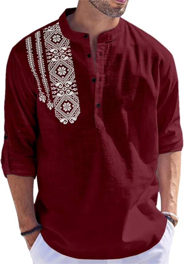 Folgen Men's Printed Cotton Blend Full Sleeve Straight Kurta Regular Fit Short Kurta Shirt for Men