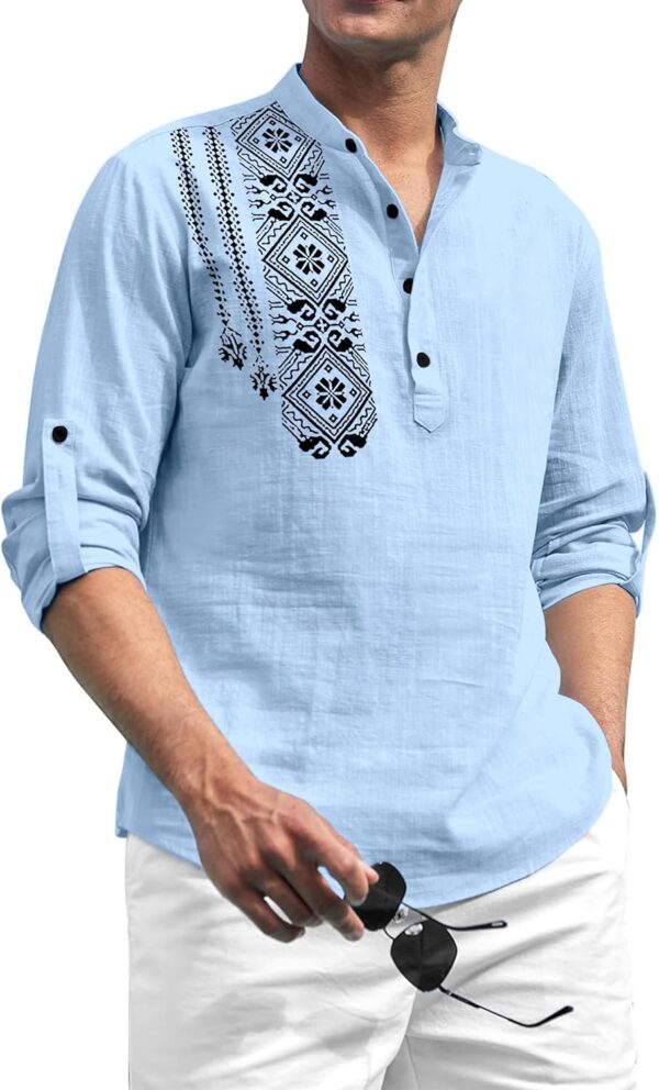 Folgen Men's Printed Cotton Blend Full Sleeve Straight Kurta Regular Fit Short Kurta Shirt for Men