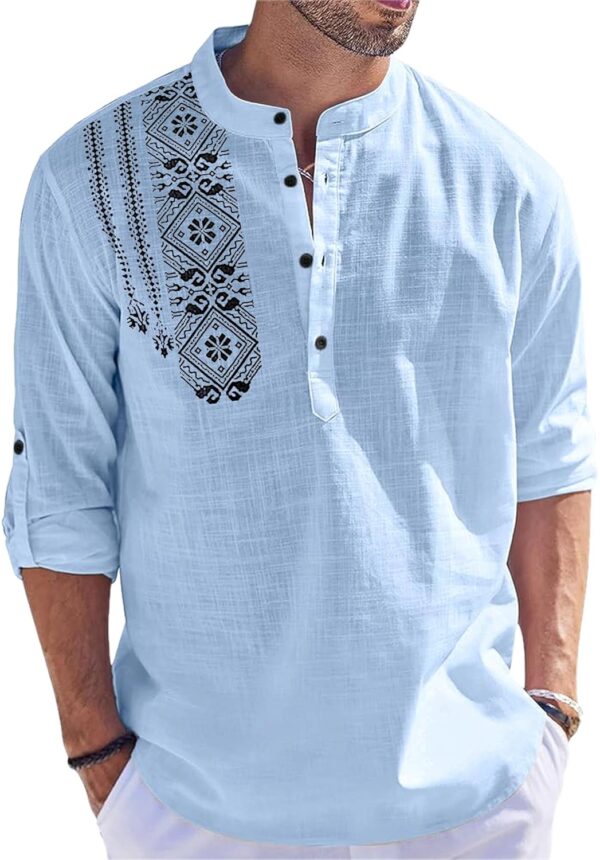 Folgen Men's Printed Cotton Blend Full Sleeve Straight Kurta Regular Fit Short Kurta Shirt for Men