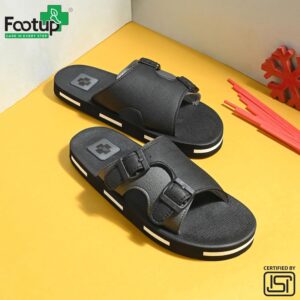 FOOT UP Men’s Orthopedic Comfort Slippers | Dual Buckle Casual Sandals with Soft Cushioned Footbed, Arch Support & Anti-Skid Lightweight Sole – Everyday Wear & Indoor Outdoor Use