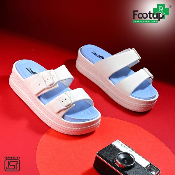 FOOT UP Women’s Orthopedic Dual Buckle Slides | Soft Cushion Sole EVA Slip-On Sandals | Stylish Anti-Slip Comfort Slippers