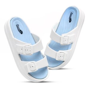 FOOT UP Women’s Orthopedic Dual Buckle Slides | Soft Cushion Sole EVA Slip-On Sandals | Stylish Anti-Slip Comfort Slippers