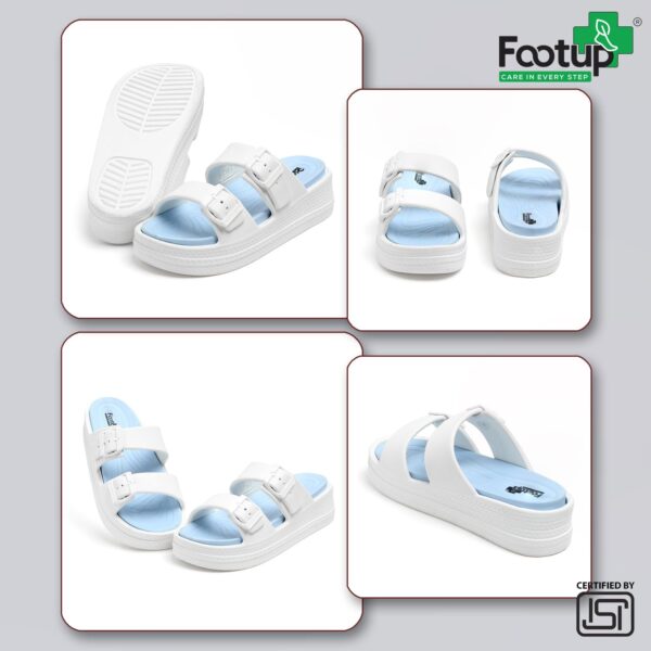 FOOT UP Women’s Orthopedic Dual Buckle Slides | Soft Cushion Sole EVA Slip-On Sandals | Stylish Anti-Slip Comfort Slippers