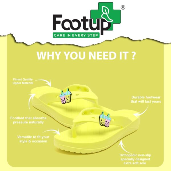 FOOT UP Women’s Orthopedic EVA Flip-Flops | Stylish Soft Sole Slippers with Boba Tea Charms | Lightweight Anti-Slip Footwear | Anti-Skid Indoor & Outdoor Everyday Wear...