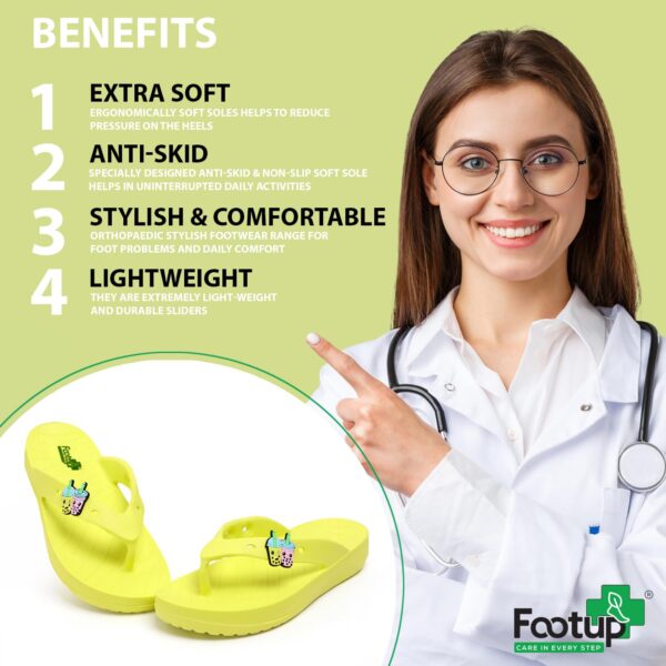 FOOT UP Women’s Orthopedic EVA Flip-Flops | Stylish Soft Sole Slippers with Boba Tea Charms | Lightweight Anti-Slip Footwear | Anti-Skid Indoor & Outdoor Everyday Wear...