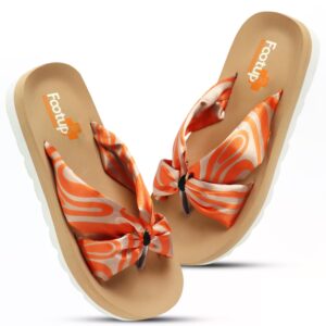 FOOT UP Women’s Stylish Bow-Knot Comfort Slippers | Soft Cushioned EVA Footbed with Trendy Satin Straps & Anti-Skid Lightweight Sole – Everyday Wear Fashion Sandals for Indoor &...
