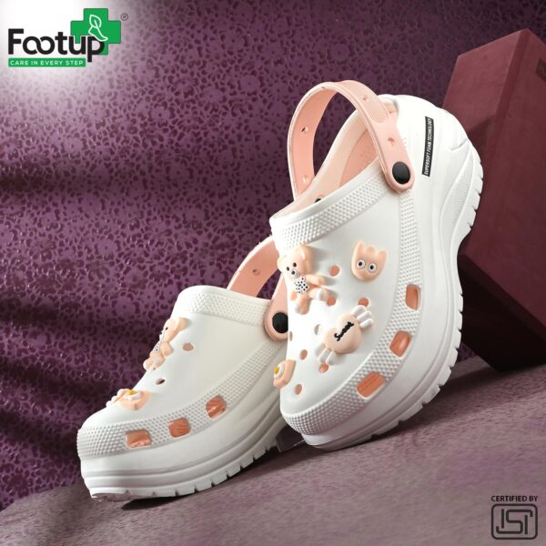 FOOT UP Women’s Teddy Cartoon Clogs | Soft EVA Platform Sandals | Lightweight Waterproof Slip-On Footwear | Non-Slip Comfortable Everyday Wear Slides for Girls & Ladies