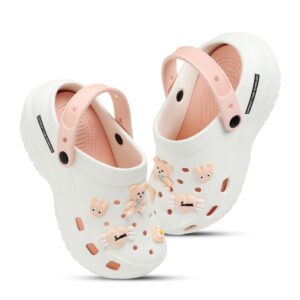 FOOT UP Women’s Teddy Cartoon Clogs | Soft EVA Platform Sandals | Lightweight Waterproof Slip-On Footwear | Non-Slip Comfortable Everyday Wear Slides for Girls & Ladies
