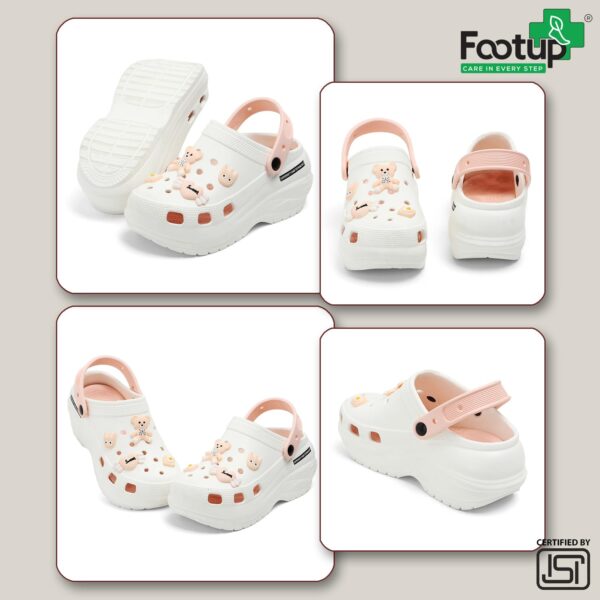 FOOT UP Women’s Teddy Cartoon Clogs | Soft EVA Platform Sandals | Lightweight Waterproof Slip-On Footwear | Non-Slip Comfortable Everyday Wear Slides for Girls & Ladies