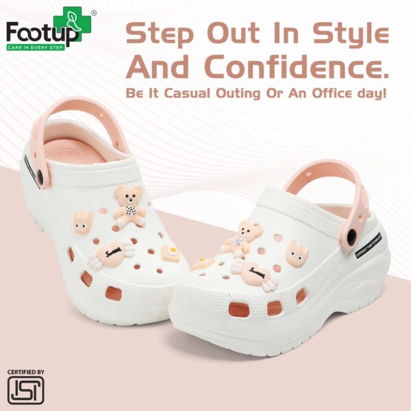 FOOT UP Women’s Teddy Cartoon Clogs | Soft EVA Platform Sandals | Lightweight Waterproof Slip-On Footwear | Non-Slip Comfortable Everyday Wear Slides for Girls & Ladies