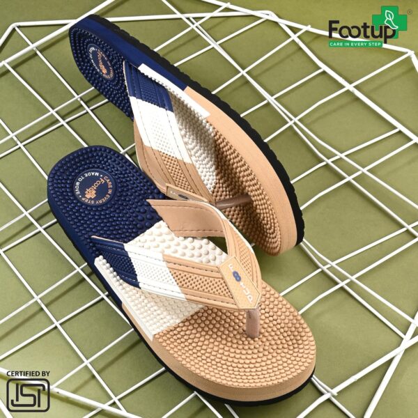 FOOTUP Men’s Acupressure Massage Slippers | Orthopedic Comfort Sandals with Anti-Skid Sole & Foot Reflexology Beads – Everyday Wear Pain Relief Slippers for Healthy Relaxed Feet