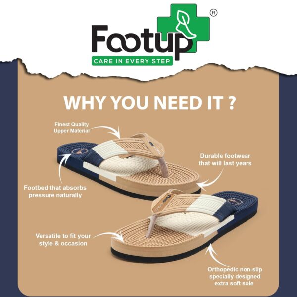 FOOTUP Men’s Acupressure Massage Slippers | Orthopedic Comfort Sandals with Anti-Skid Sole & Foot Reflexology Beads – Everyday Wear Pain Relief Slippers for Healthy Relaxed Feet