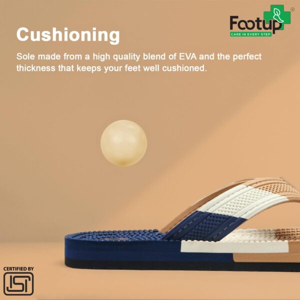 FOOTUP Men’s Acupressure Massage Slippers | Orthopedic Comfort Sandals with Anti-Skid Sole & Foot Reflexology Beads – Everyday Wear Pain Relief Slippers for Healthy Relaxed Feet
