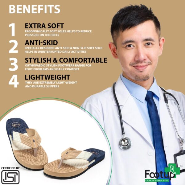FOOTUP Men’s Acupressure Massage Slippers | Orthopedic Comfort Sandals with Anti-Skid Sole & Foot Reflexology Beads – Everyday Wear Pain Relief Slippers for Healthy Relaxed Feet
