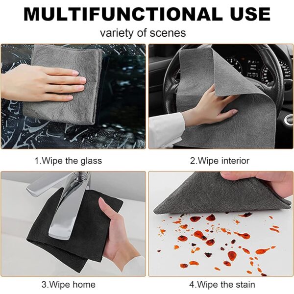FRONTED 3 Pack Thickened Magic Cleaning Cloth, Reusable Microfiber Glass Cleaning Cloths, 30X30 CM Lint-Free Cloth Streak-Free Miracle for Tea Towels, Cars, Window, Mirror Glass...