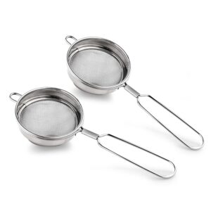 GANESH Rio Tea Strainer/Chai Chhalni/Coffee Strainer/Tea Filter/Juice and Oil Filter with Wire Handle and Stainless Steel - Set of 2