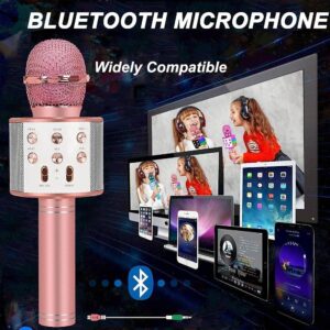 Gen Zee Toys Advance Handheld Wireless Singing Mike Multi-Function Bluetooth Karaoke Mic with Microphone Speaker for All Smart Phones (Best Gift for Kids) (Rose Gold)
