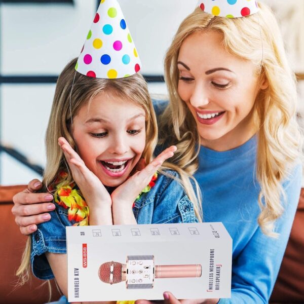 Gen Zee Toys Advance Handheld Wireless Singing Mike Multi-Function Bluetooth Karaoke Mic with Microphone Speaker for All Smart Phones (Best Gift for Kids) (Rose Gold)