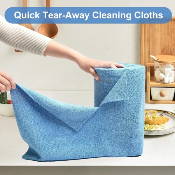 GERQSHO Microfiber Cleaning Cloth Roll 25x25CM – Reusable Tear-Away Towels Washable Super Absorbent Lint Free Cleaning Rags for Kitchen, Car, Garage and Home (Multicolor 1 Roll,...