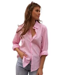 GLAMHOOD Ladies Striped Cotton Shirt for Women,(Pack of one)