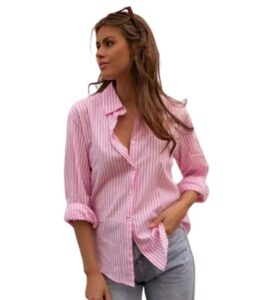 GLAMHOOD Ladies Striped Cotton Shirt for Women,(Pack of one)