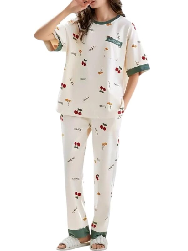 GLASGO Women’s Cotton Pajama Set with Top & Pants|| Korean Night Suit|| Lightweight Printed Set || Soft & Comfy Sleepwear for Girls & Women || LNS-3-$