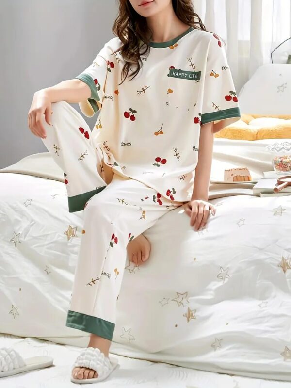 GLASGO Women’s Cotton Pajama Set with Top & Pants|| Korean Night Suit|| Lightweight Printed Set || Soft & Comfy Sleepwear for Girls & Women || LNS-3-$
